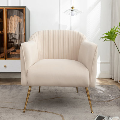 Modern Velvet Accent Chair with Metal Legs