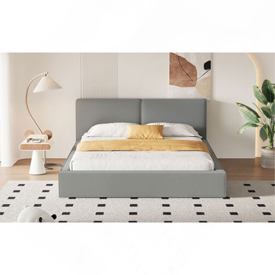 Lit plateforme tapissier grand format en velours