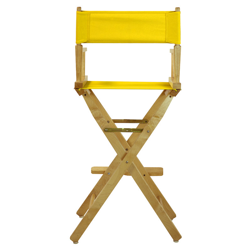 30" Folding Director Chair with Canvas, Natural, Gold