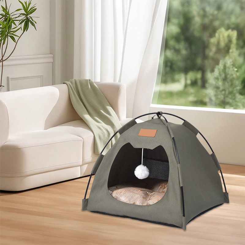 Maison de tente semi-fermée pour animaux 15,7 x 15,7 x 1,2 po imperméable pour petits chats, vert