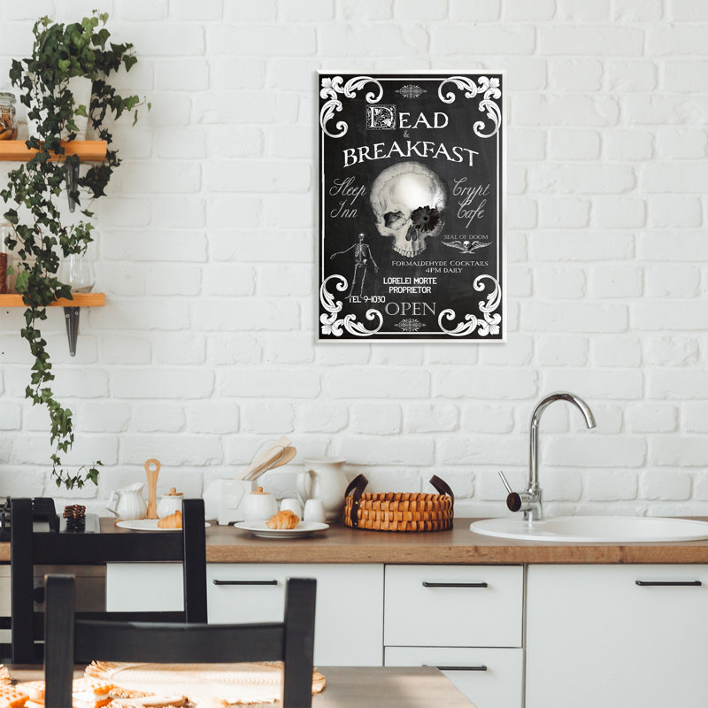 Plaque murale crâne mort et déjeuner Spooky, design par Sasha, H 19 po x l 13 po