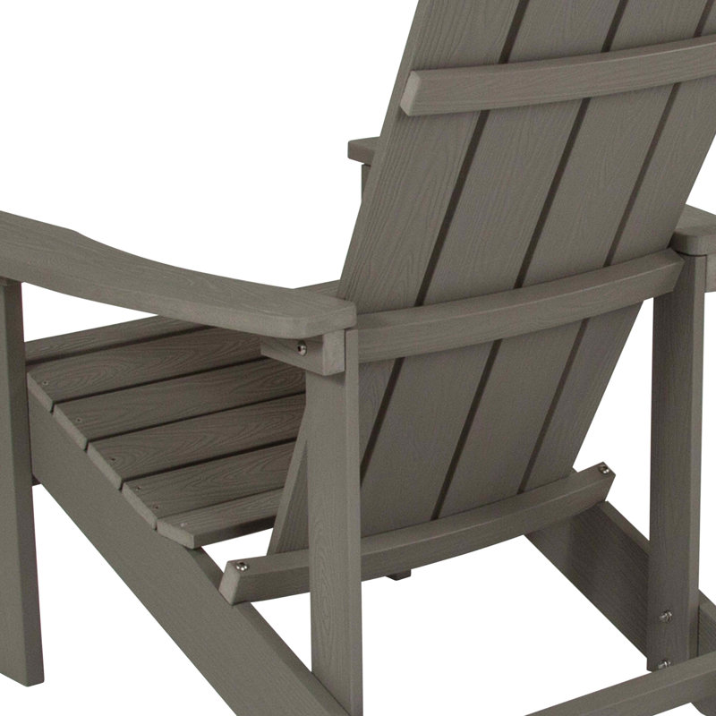 Balasi Outdoor All-Weather Poly Resin Wood Adirondack Chairs, Gray
