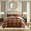 Édredon brun, 4 pièces, grand lit, durabilité accrue, ouate décorative au look satiné