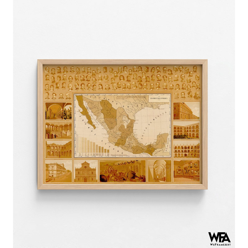 Éducation du public au Mexique, impression d'affiche de l'histoire du Mexique, carte de l'Amérique centrale, décoration murale éducative, art mural de classe espagnole