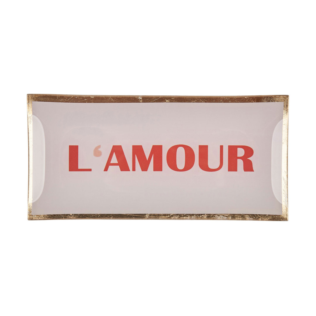 Gift Company Love Plates L amour decorative plate, glass, rose gold, 10 x 21cm