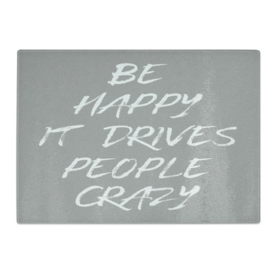 Be Happy Typography Chopping Board