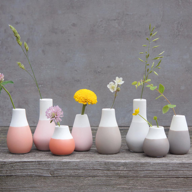 Pastel Two-Tone Mini Vases - Set of 4, Gray