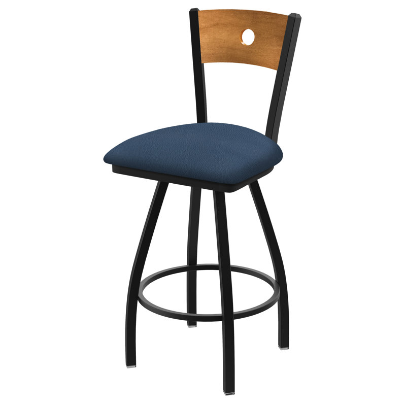 Tabouret pivotant Voltaire, 25, Noir froissé, Siège Rein Bay / dossier moyen en érable