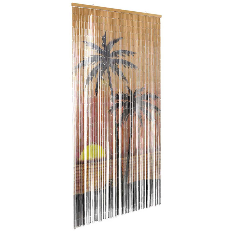 Rideau porte insecte vidaXL en bambou 39,4 "x 78,7", Palmier, L 39,37 po x L 78,74 po