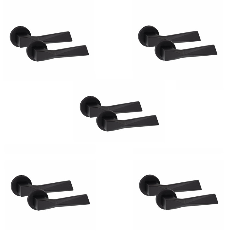 5 Pairs Modern Aura Design Premium Door Handles on Round Rose