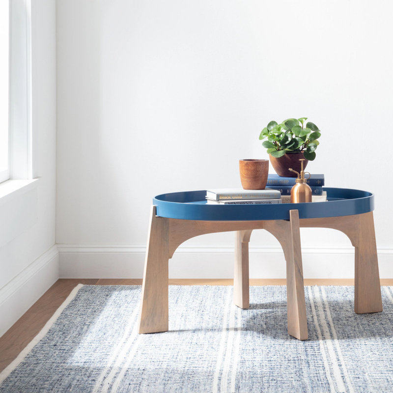 Malta Handwoven Wool Rug, Rectangle 5' x 8', Blue