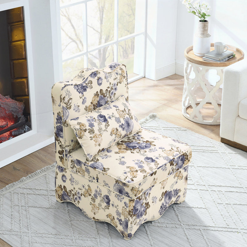 Chaise en flanelle simple avec assise souple, Pivoines bleues