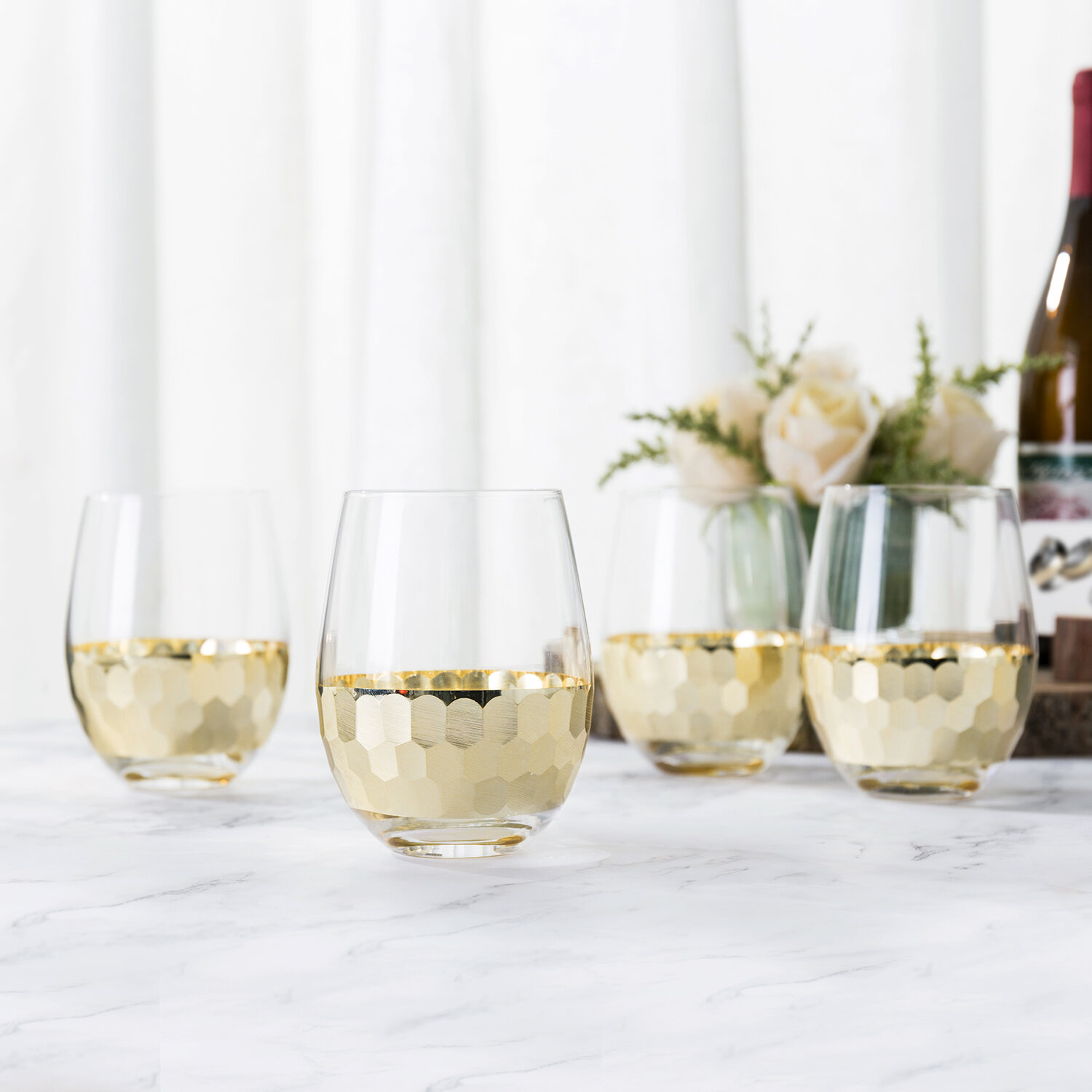 Everly Quinn Hammered 8 Oz. Glassware Set & Reviews