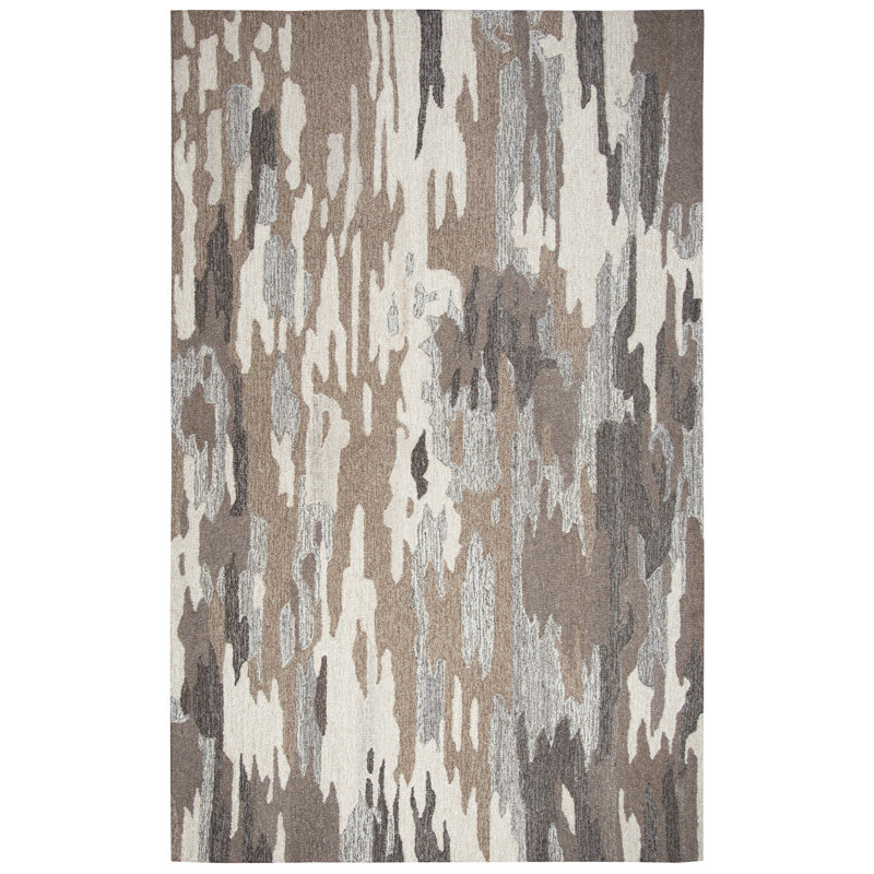 Tapis brun en laine touffeté à la main, 8 pi x 10 pi