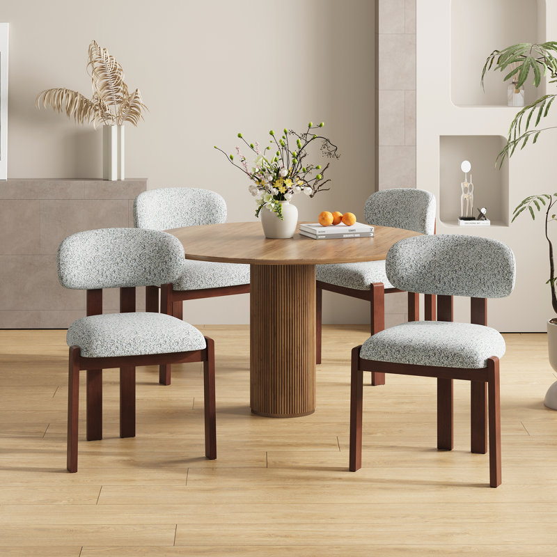 Chaise rembourrée en bois massif avec dossier ergonomique rembourré, Gris clair