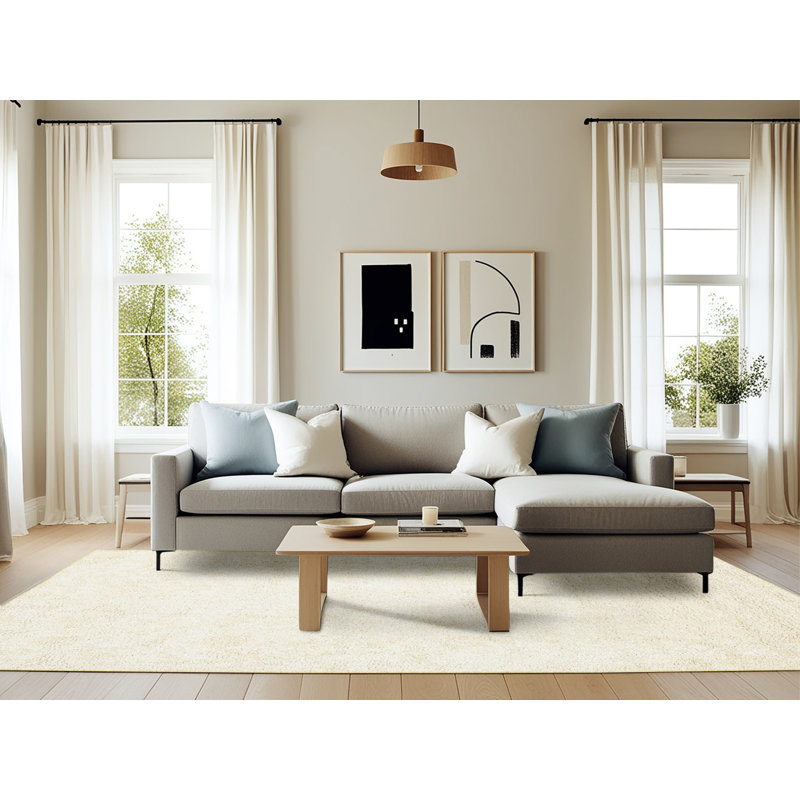 Tapis beige contemporain, Rectangle 6 pi x 9 pi