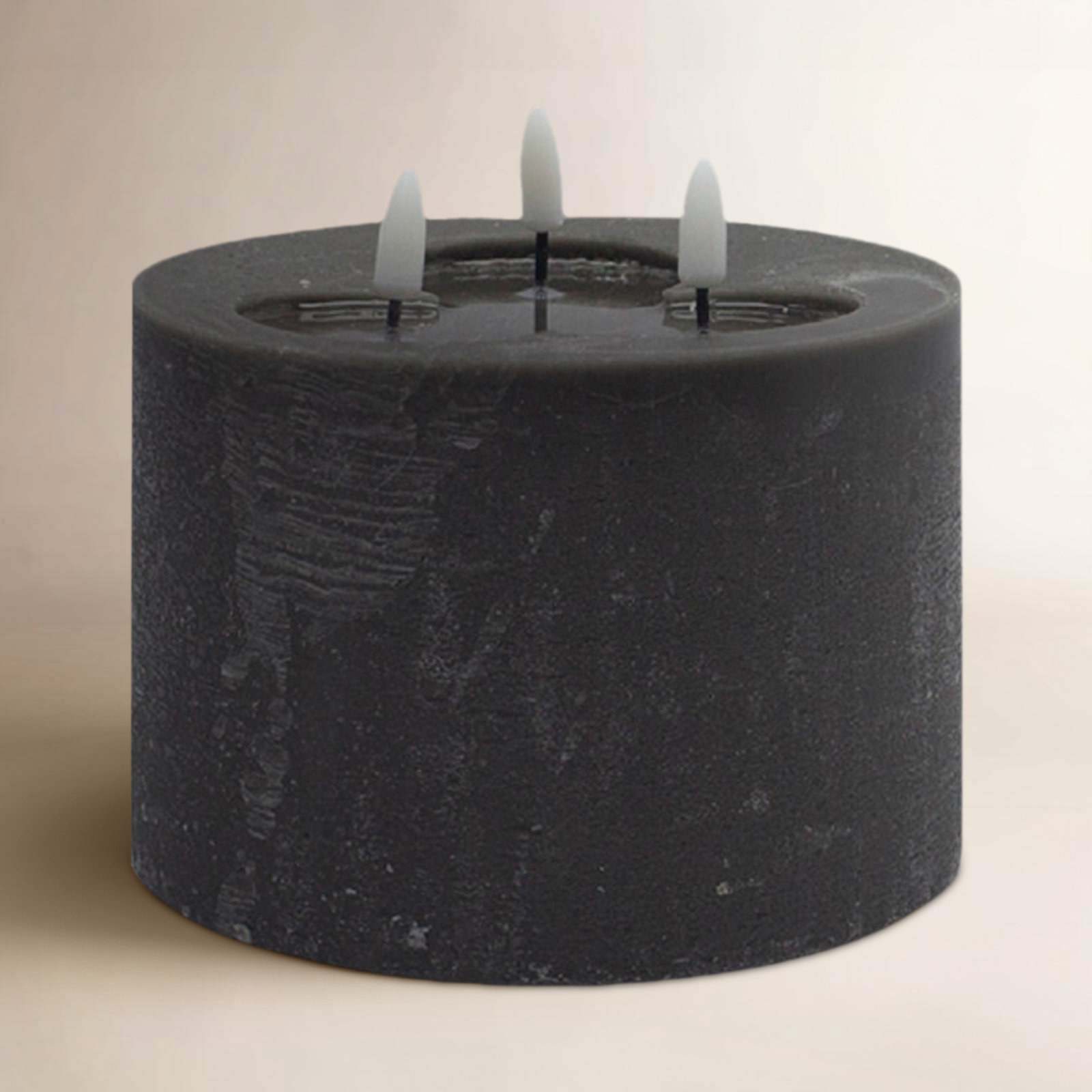 3 Wick Small Flameless Candle, Black