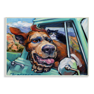 " Cat And Dog In Truck Window Wild Ride " by CR Townsend