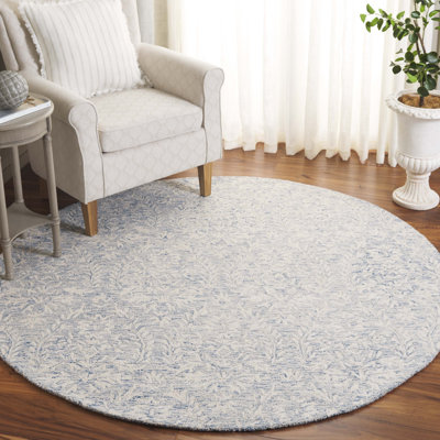 Ebony Hand Tufted Wool Pile Floral Rug