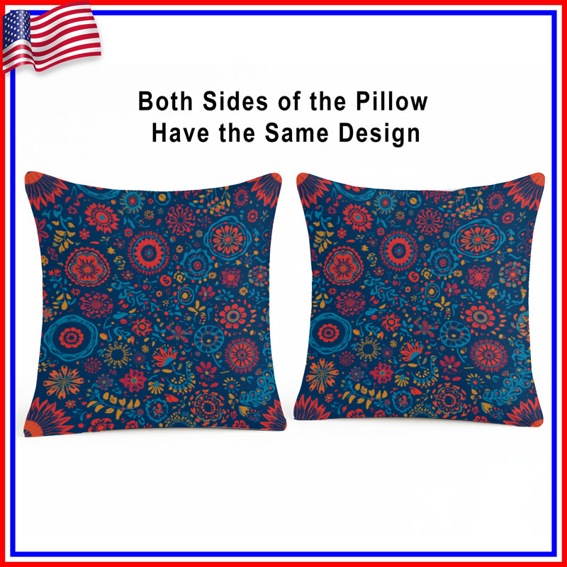 Floral Mandala Pattern Double Sided Throw Pillows, 18 x 18 inches