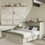Grand lit escamotable Wilkinson Farmhouse avec grand tiroir de rangement et station de charge, blanc-473660191-473660190