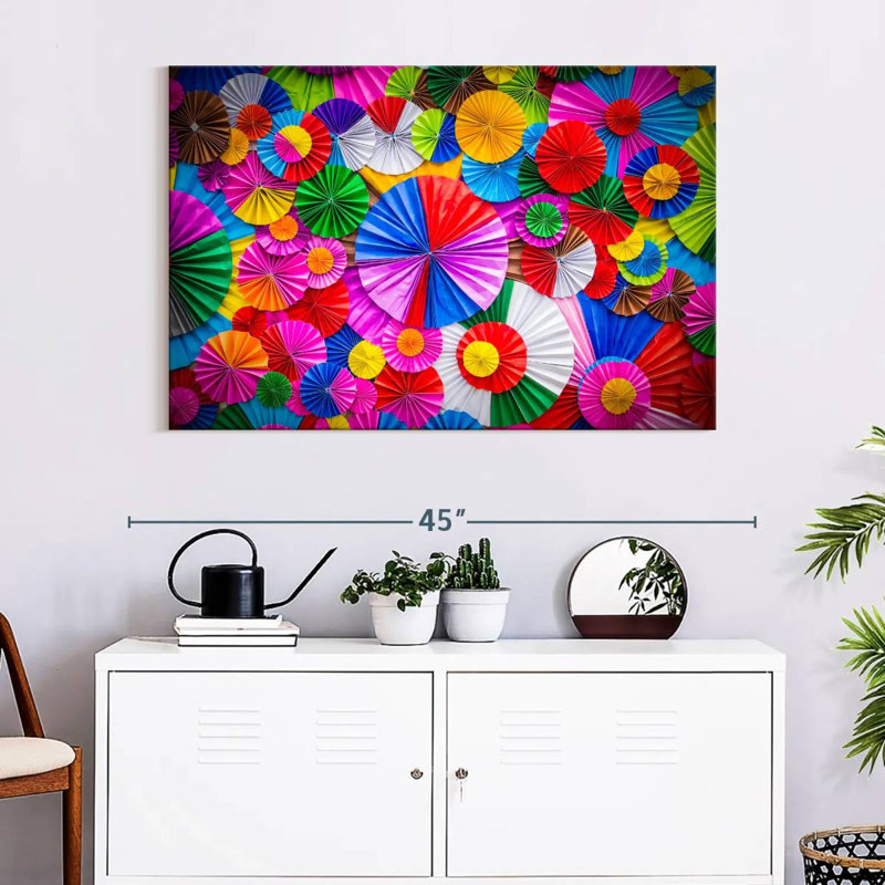Fleurs d'origami, H 26 po x l 39 po