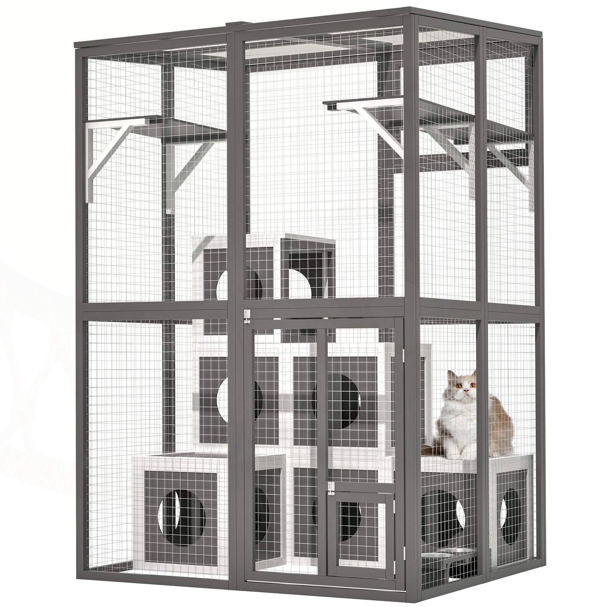 View of Tucker Murphy Pet™ Outstanding Outdoor Wooden Cat Playpen with Multiple ...