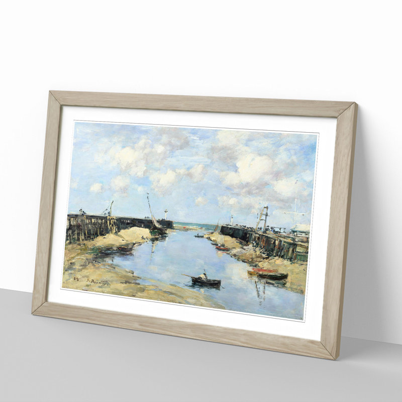 Harbour Entrance by Eugene Boudin - Picture Frame Painting, Oak Framed, 48cm H x 65cm W x 2cm D