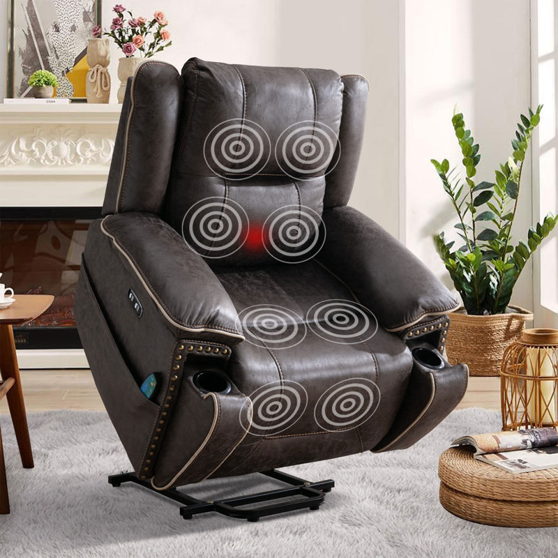 40.2'' Wide Power Lift Recliner Chair with Heat & Massage - Dual Motor Electric Recliner, Adjustable Headrest, Easy Assembly for Elderly & Living Room