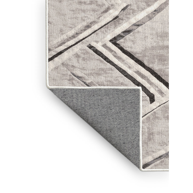 Machine Washable Beige Area Rug, Runner 2' x 4'