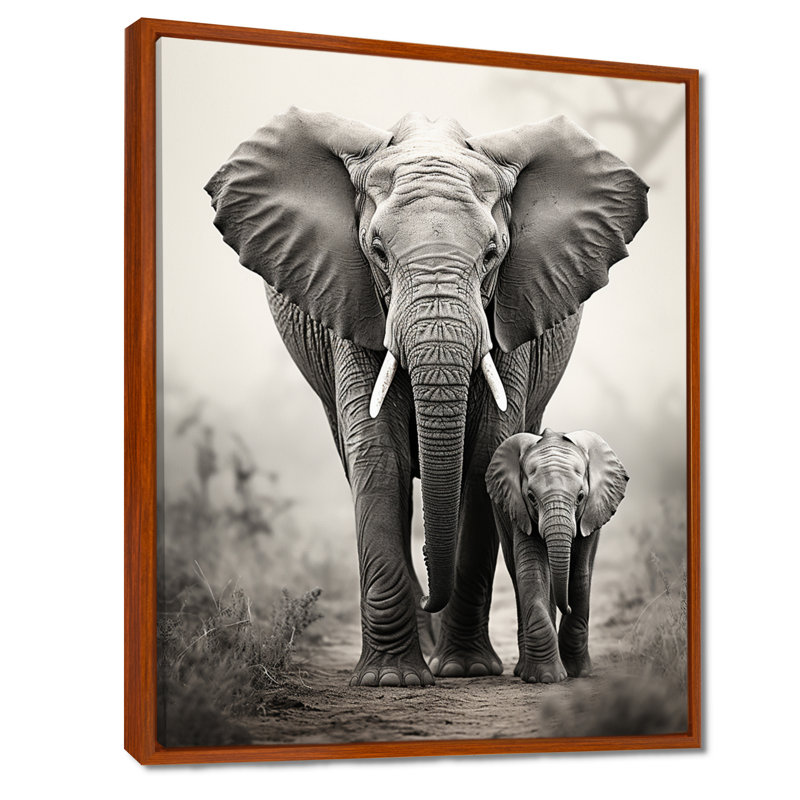 Leiding Elephant Whispers Of Africa II - Elephant Wall Art, 20" H x 12" W, Brown Floater Framed