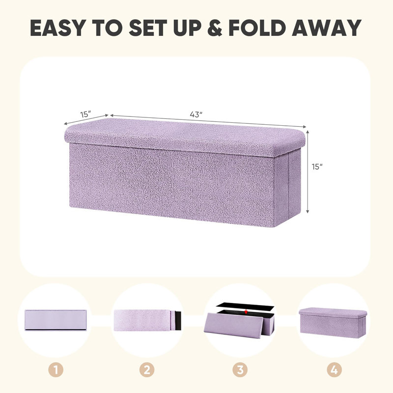 Banc de rangement avec repose-pieds, Mauve