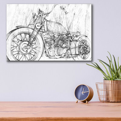 " Inverted Motorcycle Mechanical Sketch II " by Ethan Harper