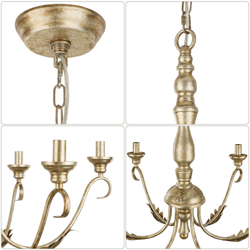 Josuel 6 - Light Dimmable Classic / Traditional Chandelier, Silver Leaf