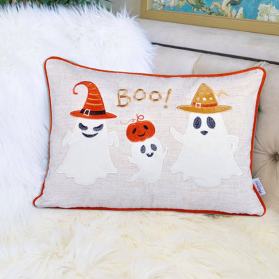 Oreiller Halloween Boo Ghost avec housse en velours durable et insert en polyester