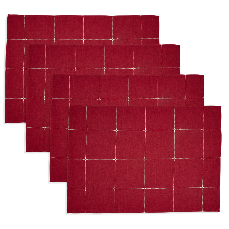 Napperon brodé (ensemble de 4), Rouge