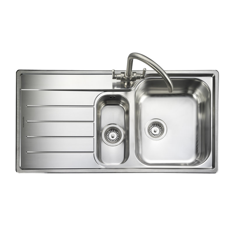 Oakland Double Bowl Inset Kitchen Sink, Left
