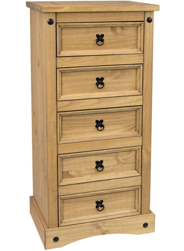Doe Solid Wood 48cm W 5 - Drawer Chest of Drawers