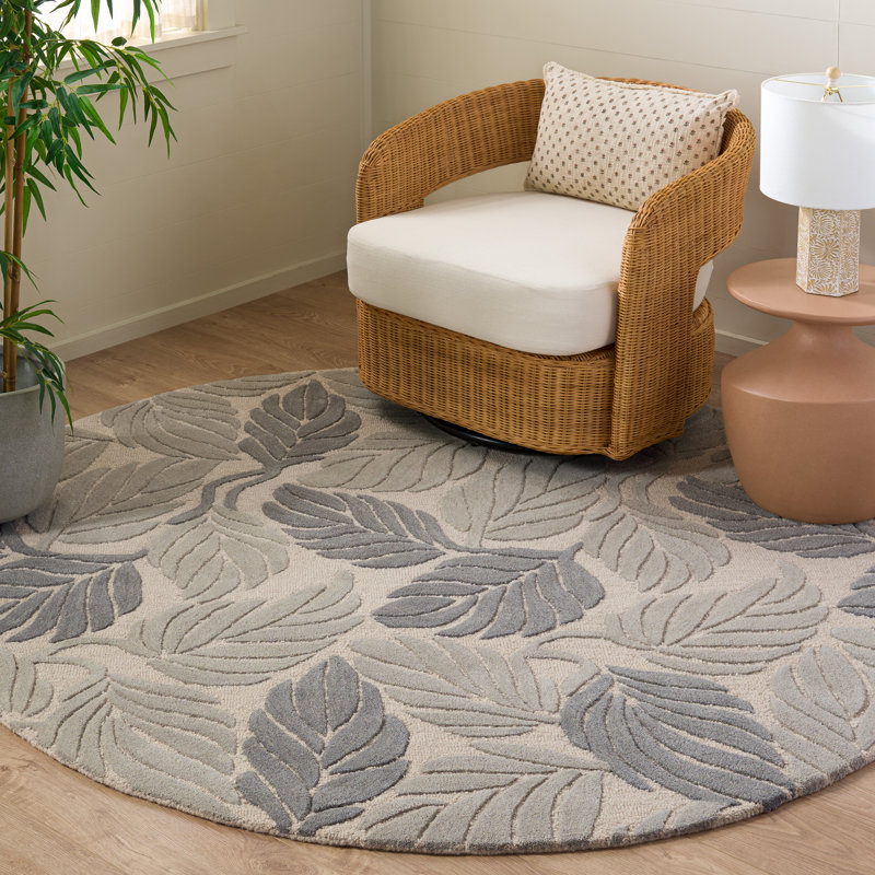 Jardin Hand Tufted Wool; Cotton Floral Indoor Rug, Round 6'