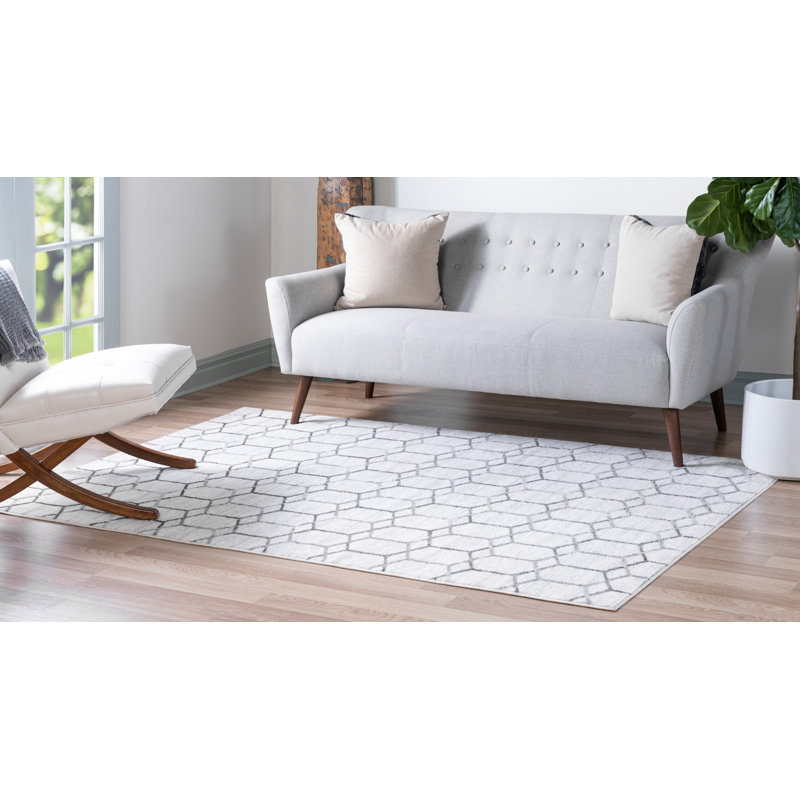Tapis ivoire / gris Isayana, Rectangle 4 pi 1 po x 6 pi 1 po
