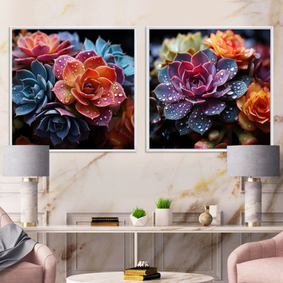 Colorful Succulents Come Alive - Succulent Square Collage, ensemble de 2