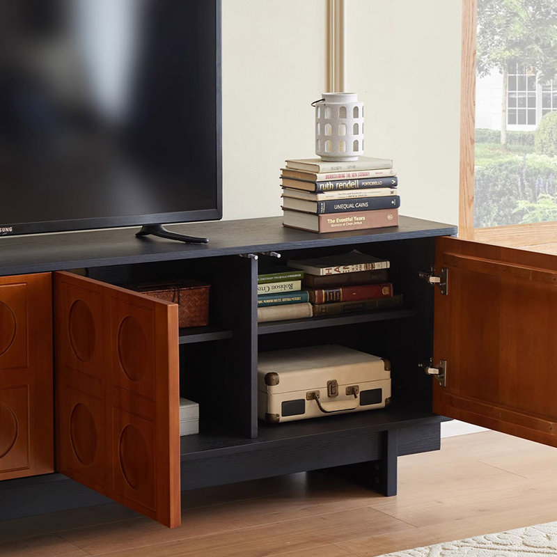 Meuble télé style français avec rangement rétro, 86.61"