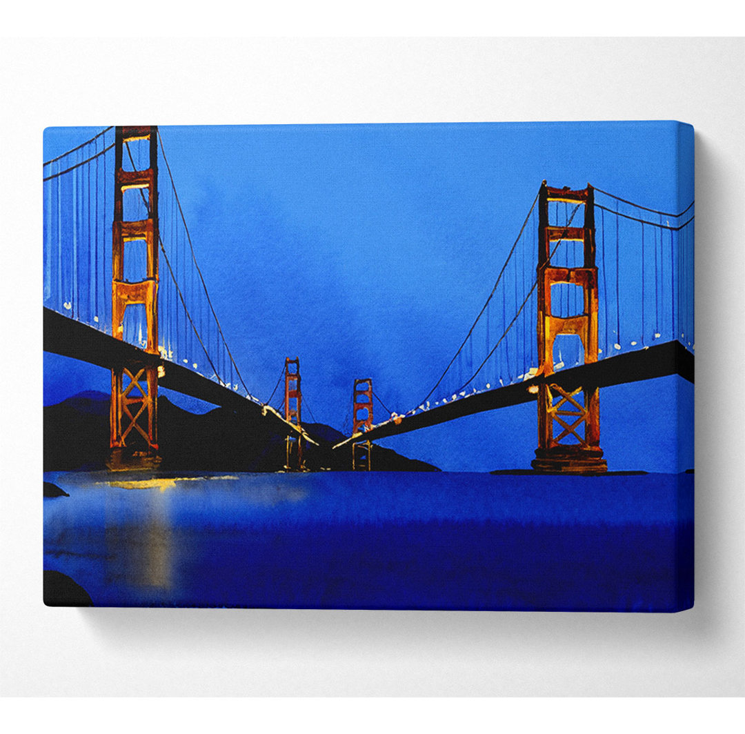 San Francisco Bridge Twins Blue Hue - Kunstdrucke auf Leinwand