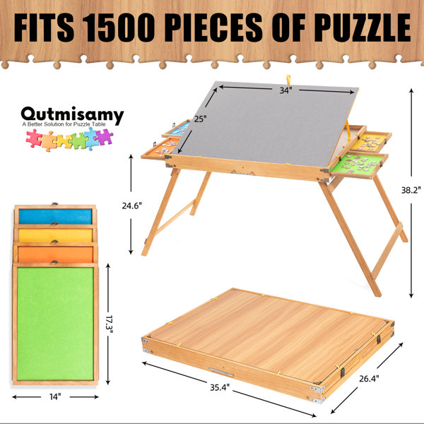 Puzzle - Planche à puzzle - Ajustable - Pour 1000 pièces - Bois