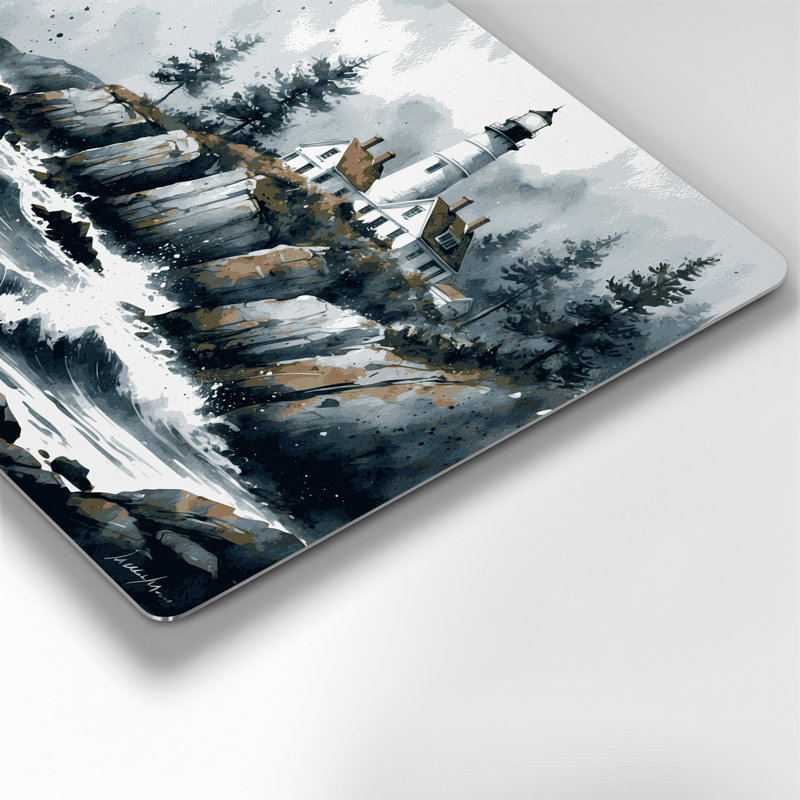 Art mural en métal nautique gris Maine, H 11 po x l 14 po
