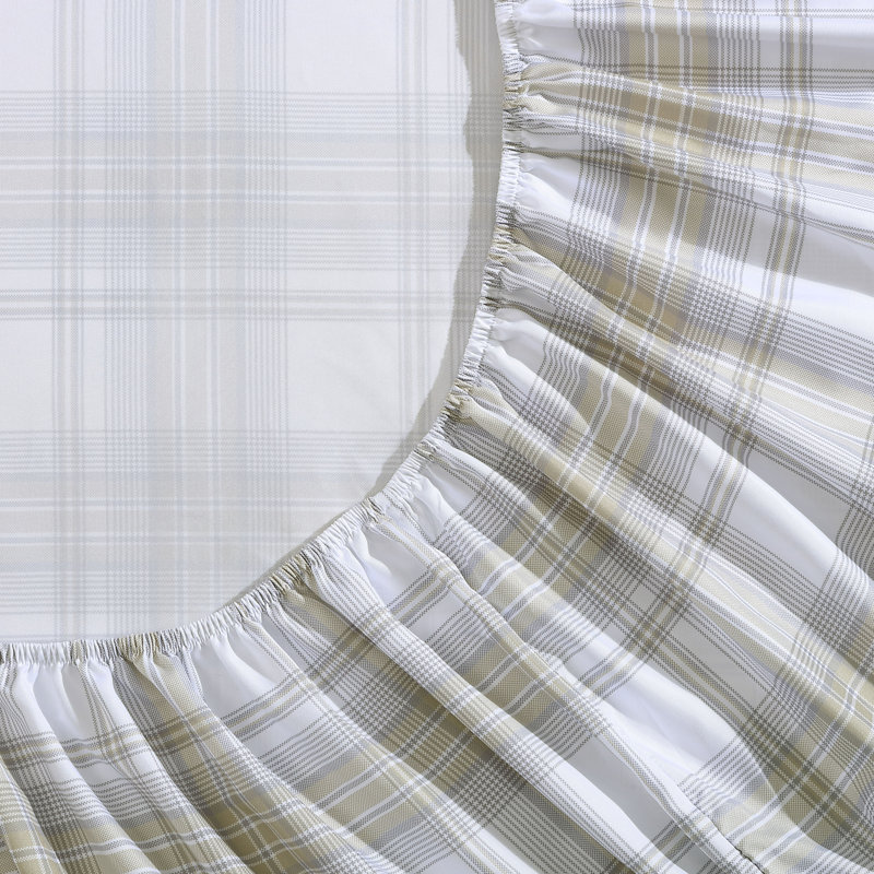 Wrangler Printed Cozy Novelty Sheet Sets, King Sheet Set with 2 Pillowcases, Dayton Valley Plaid Beige