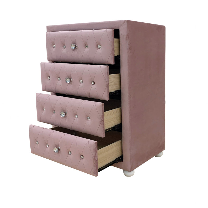 Commode rose en tissu