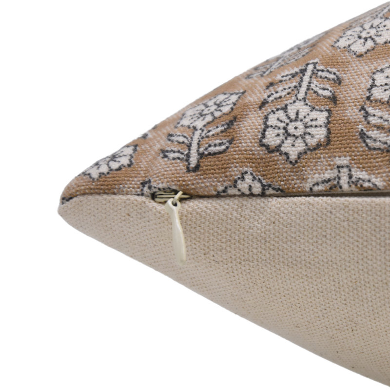 fabdivine Block Printed Pillow Cover Handmade Cotton Decorative Cushion- Tulsi Buti, 20"H x 20"W