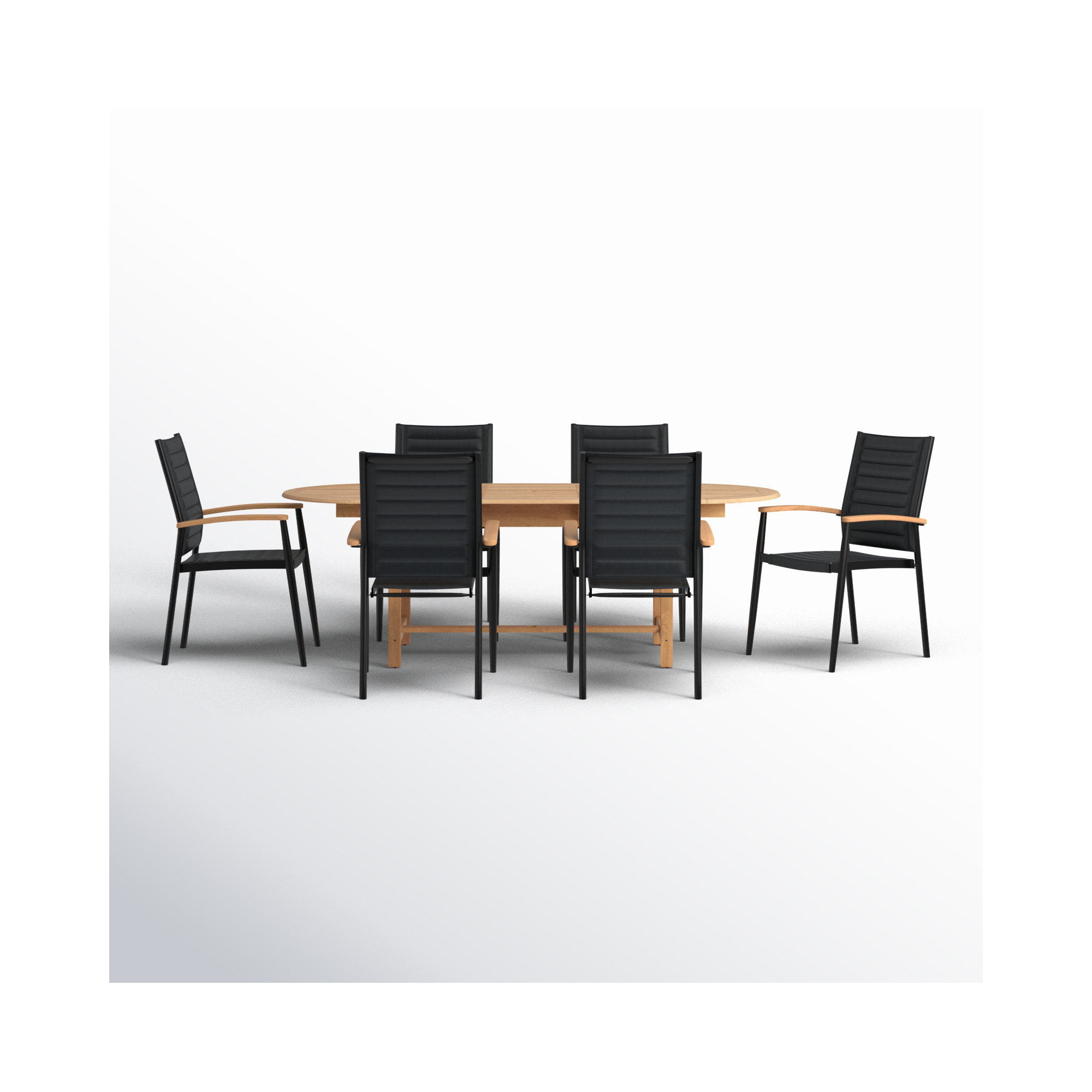 Cenka 7pc Denver 100% FSC Solid Teak and Aluminum Outdoor Patio Dining Set
