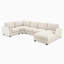 Canapé modulaire en forme de U à six places en chenille de forme irrégulière avec porte-gobelets intégrés, chaise longue surdimensionnée et siège extra large pour salon et appartement-129493390